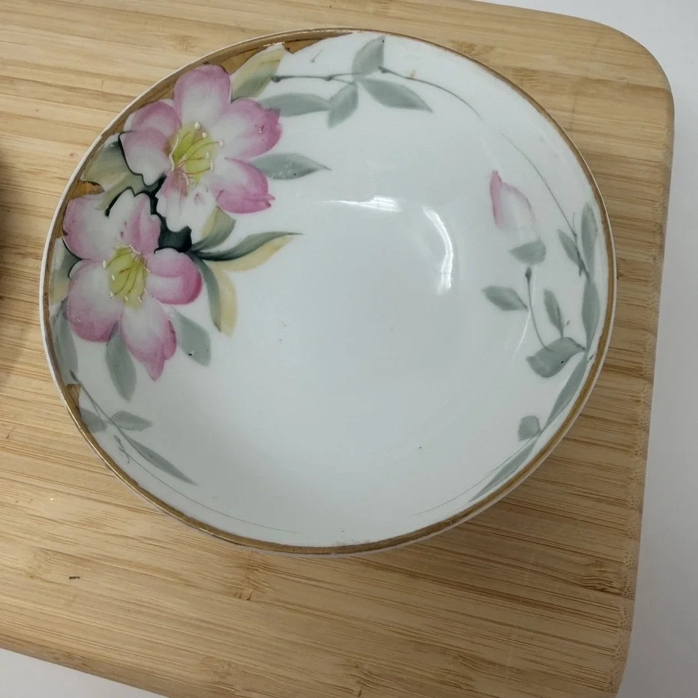 Vintage Noritake Azalea 3 Foot Bowl Mayo Cream Plate 19322 Japan Green Stamp - Picture 8 of 15